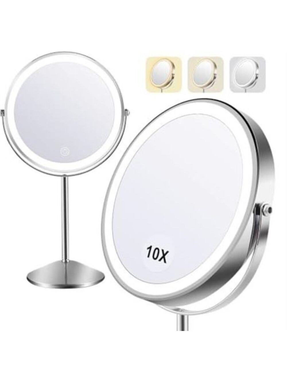 Flymiro Lighted Makeup Mirror,1x/10x Magnifying Vanity Mirror with Light,3000 mA